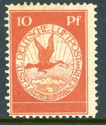 Alemania 1912 Correo Aéreo Semioficial 10 Pfennige Scott #CL1 Rojo Naranja MNH O482 Foto 1 de 4