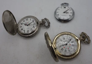 lot 3 montres de poche quartz/mécanique . watchmaker - Imagen 1 de 10