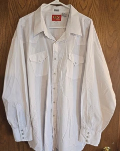 Ely Cattleman Shirt Men's XXXL 20x35 White Pearl Snap Rodeo Cowboy - Picture 1 of 4