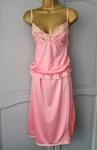 DAMEN VINTAGE KELITA ROSA SEIDIG POLYESTER HALBER SLIP & CAMISOLE GRÖSSE 12 - Bild 1 von 11