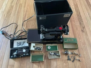 SINGER 221-FEATHERWEIGHT" PORTABLE SEWING MACHINE - Picture 1 of 24