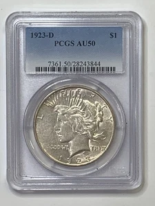 1923-D Peace Silver Dollar PCGS AU50 ** HKXHX3844 - Picture 1 of 4