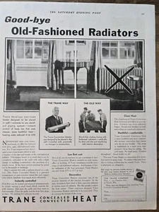 Radiador Trane 1931 oculto convección calor adiós antiguo anuncio vintage - Imagen 1 de 1