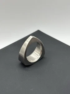 ZEN Modern Minimalist Unique Triangle Geometric Men's Stainless Steel Ring - Picture 1 of 8