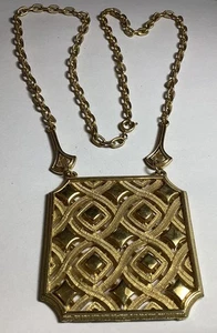 COLLAR COLGANTE CUADRADO VINTAGE 24” DISEÑO MODERNISTA TONO DORADO - Imagen 1 de 7