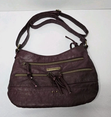 Stone Mountain USA Shoulder Bag Crossbody Purse Adjustable Burgundy Faux Leather - Image 1 of 4