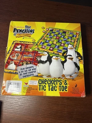 Penguins of Madagascar Checkers and Tic Tac Toe Game Set NEW - Image 1 of 4