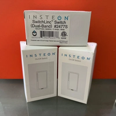 Insteon 2477S SwitchLinc On Off Dual-Band (RF + Powerline) Switch in White NIP - Image 1 of 2