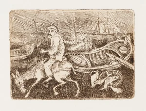 P. STEPHAN (1927-2014), Maritime Szene mit Fischerbooten, Rad. Expressionismus - Picture 1 of 5