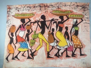 Batik Art , Wall Hanging , One of a kind , Signed , Handmade in Kenya , #17 - Picture 1 of 5