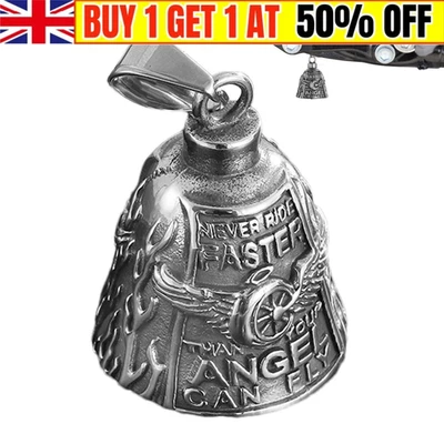 Guardian Bell Pendant Angel Wings Motorcycle Luck Bell Luck Gremlin Ride - Image 1 of 4