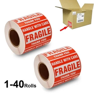 500/Roll Fragile Stickers 2x3 Handle With Care Packaging Mailing Shipping Labels - Picture 1 of 7