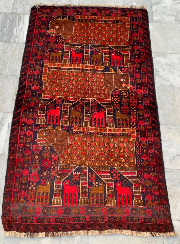 Alfombra tradicional vintage afgana hecha a mano de 3x6 pies para sala de estar Foto 1 de 4