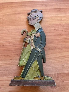 ANTIK ORIG. UM 1910 DAPPER DAN SPAZIERSTOCK STATUE TÜRSTOPPER EX. ZUSTAND - Bild 1 von 6