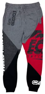 Ecko Unltd Men's Sweatpants Colorblock World Famous Fleece Jogger in Red/Multi - Picture 1 of 5