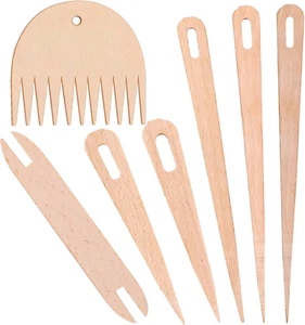 LUTER 7Pcs Wood Hand Loom Stick Set DIY Handcrafts Tools Include 5Pcs Wood - Picture 1 of 12