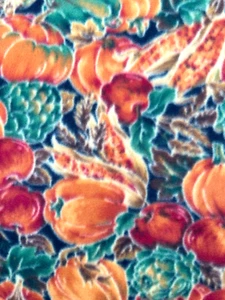 Fall Harvest Bounty Multicolor Fruit Vegetable Print Fleece Fabric Remnant - Picture 1 of 6