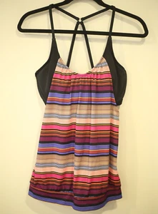 Athleta Women's 34D/DD Capri Striped Tankini Top Multicolor Underwire Swim - Picture 1 of 5