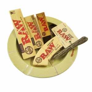 RAW Rolling Smokers Set Papers Filter Hemp Wick Ash Catcher Metal Tray Gift Set