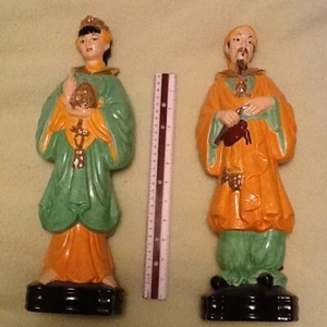 Figurines ● Lot of Two  (Set)  ●  Asian Man and Woman  ● Large● Ceramic ● PICKUP - Picture 1 of 13
