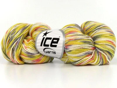 3-Skein Lot Hand Dyed Cashmere Yarn Light 3x100g/225m Yellow Grey Pink Salmon - Image 1 of 4