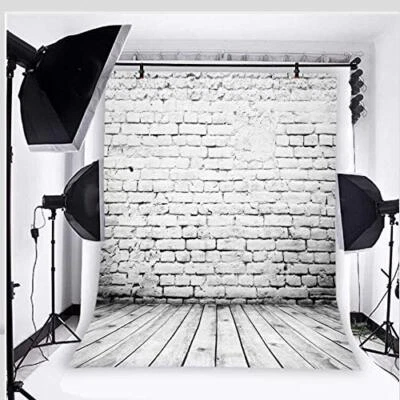 Серый деревянный пол белый кирпич настенный фон фото доски кирпич текстура фон - Изображение 1 из 4