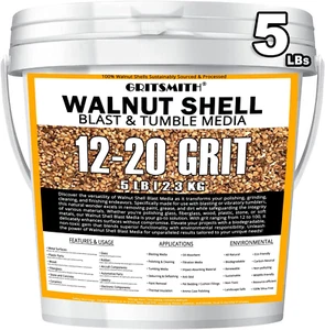 12-20 Grit Ground Walnut Shell Media (5 LBS / 2.3 KG) - Medium Grit for Tumbling - Picture 1 of 6