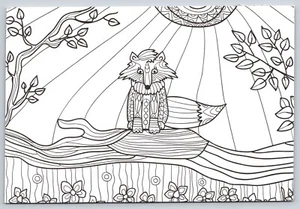 Postcard Fox Color it Yourself Coloring Postcard Vulpes vulpes Adult Coloring - Picture 1 of 2