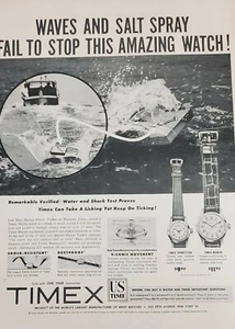  1953 Timex Watches Print Ad Advertising Epherma Waves Salt Spray Can't Stop it - Imagen 1 de 12