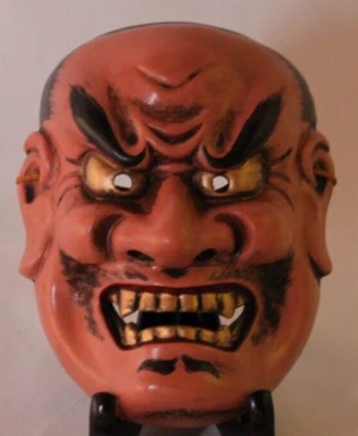 Máscara Noh de cerámica japonesa "máscara de ogro rojo (赤鬼)" por Houtokusai z003 Foto 1 de 4