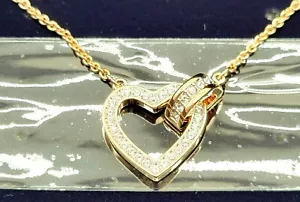 Swarovski Women's Gold Tone Plated Chained Necklace Heart Pendant - Picture 1 of 6