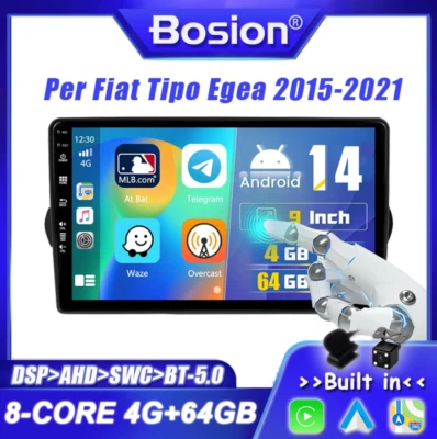 Android 14 Autoradio Car Play Per Fiat Tipo Egea 2015-2021 GPS Navi SWC AUX 64GB - Immagine 1 di 4