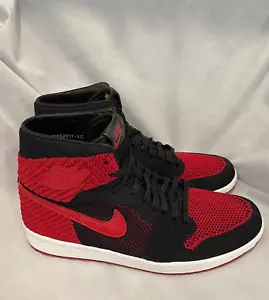 Air Jordan 1 Retro High Flyknit Bred Mens 10 Black Varsity Red White 919704 001 - Picture 1 of 9