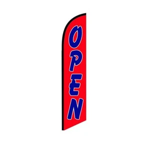 Open RedBlue Swooper Flutter Feather Flag | 3ft W x 11.5ft Tall - Picture 1 of 3