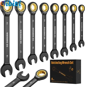 Set Chiavi Inglesi 8 Pezzi, Set Chiavi a Cricchetto Metriche, 8-19 Mm Chiave Ing - Foto 1 di 13