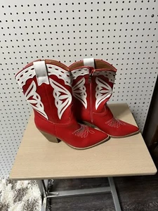 Botas occidentales rojas de moda BEAST para mujer nuevas sin etiquetas - talla 8,5 / 9 - Imagen 1 de 5