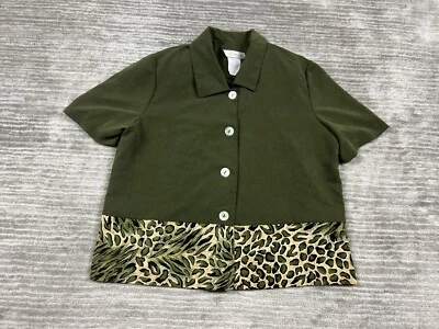 Top Miss Dorby para mujer 10 verde leopardo con botones manga corta poliéster Foto 1 de 4