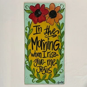 EASTER Art "In the Morning When I Rise" Inspirational Painting on Wood 12 x 24 - Picture 1 of 8