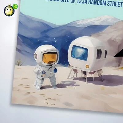 Tarjeta de cumpleaños espacial EDITABLE invitación con tarjeta de agradecimiento gratuita, astronauta e vite Foto 1 de 4