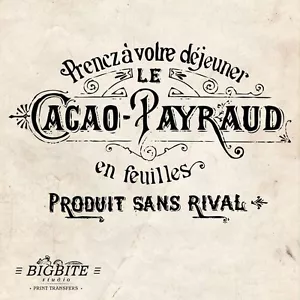 DECALCOMANIA ACQUA: annuncio grafico cacao vintage francese (trasferimento stampa mobili) #030 - Foto 1 di 4