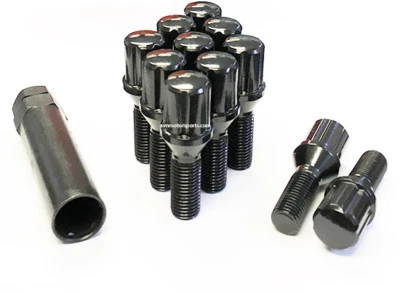 (10) 12x1.5 SPLINE TUNER PERNO TUERCA NEGRO CERRADURAS RUEDA VÁSTAGO 28MM LA MAYORÍA BMW MERCEDES Foto 1 de 2