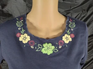 Allison Daley Damen Kurzarm Oberteil bestickt Blumen Gr. S/P - Bild 1 von 8