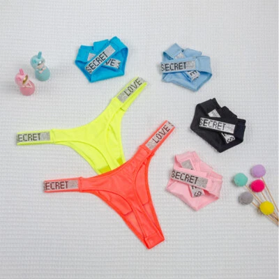 Damen-Tangas Buchstabe Strass G-String Shorts Slips T-Rücken Unterwäsche  / - Bild 1 von 4