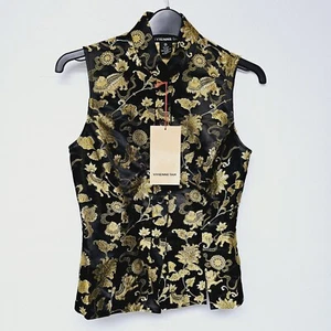 Vivienne Tam Asian Chinese Blouse Shirt Short Sleeve Rare Vintage Brocade NWT - Picture 1 of 9