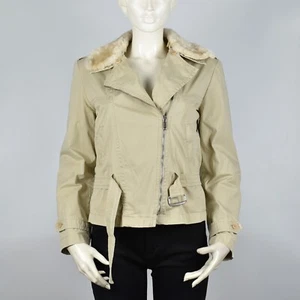 MAX MARA Vintage Removable Quilted Lining Fur Collar Asymmetrical Zip Jacket 6US - Picture 1 of 12