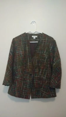 Blazer/Chaqueta Coldwater Creek Talla 16 Tweed Texturizado Multicolor Forrado Foto 1 de 4