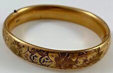 Gold Filled Hinged Bangle Bracelet Victorian Etched Vintage 23.2 Grams 