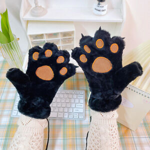 * Cute Bear Cat Paw Gloves Fluffy Plush Cartoon Animal Anime Lolita Cosplay US