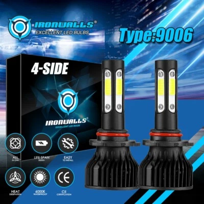 4-sides 9006 HB4 LED Headlight Kit Low Beam Bulbs 6000K 2400W Conversion White - Image 1 of 4