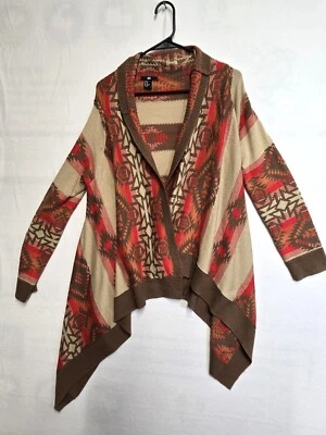 Cardigã feminino H&M Southwestern frente aberta bainha assimétrica EM PEQUENO - Imagem 1 de 2